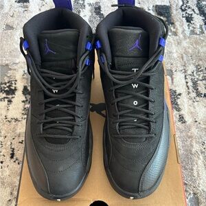 Jordan 12 Retro Black and Purple Sneakers